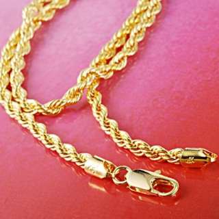 Vogue Mens 18k Yellow gold filled Rope necklace 24Knot chain Mens 