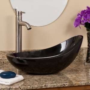    Granite Asymmetrical Vessel Sink   Black Granite