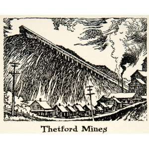  1947 Lithograph Thetford Mines Quebec Canada Asbestos 