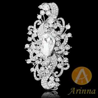 ARINNA Heart Shaped Swarovski Crystal with Clear Crystals White GP 