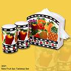   Mix Fruit Napkin Holder Table Top Set with Salt Pepper Shakers NEW
