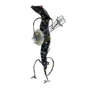  Recycled Tin Gecko with Guitar