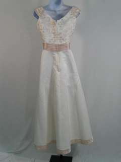 MON CHERI Cream Floral Wedding Gown Dress Gloves sz 10  