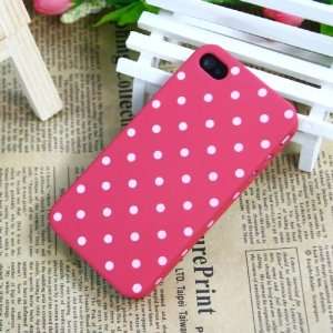  Dark Pink / Polka Dot Pattern Plastic Case for Apple iPhone 4+free 