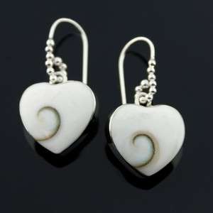 Sweet Sterling Silver Swirl Snail Shell Heart Earrings  