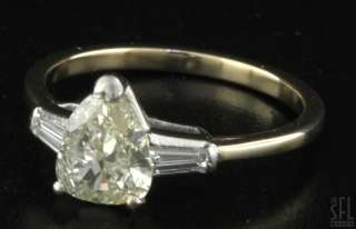 EGL CERTIFIED PLATINUM/18K GOLD 1.84CT PEAR DIAMOND WEDDING RING W/1 