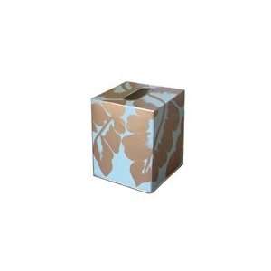  Kleenex Box Cover Blue with Gold Palms by Worlds Away 