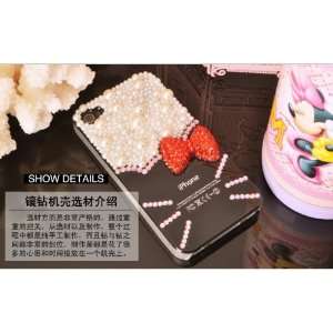  3d Crystal& Pearl Hello Kitty Pattern Case for Iphone 4&4s 