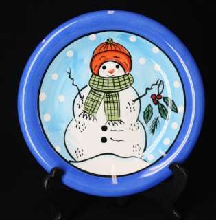 Libbey Blue Snowman Christmas 1 Snack Salad Plate NWT  