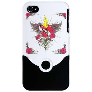   Slider Case White Love Flaming Heart with Angel Wings 