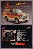 1986 FORD BRONCO EDDIE BAUER 4x4 Car Picture Fact Card  