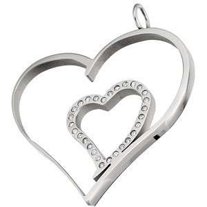    PENDANT / 17.00 INCH Cz Double Open Heart Pen W/rub Jewelry