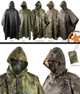 100% WATERPROOF HOODED PONCHO, MILITARY SPECIFICATION RIPSTOP FABRIC 