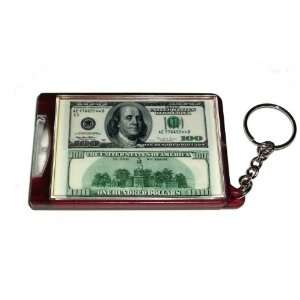  $100 One Hundred Dollar Bill Key Chain Flashlight 