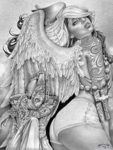 Jaime Mouse Lopez Angel Girl Tattoo Canvas Art NEW  