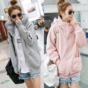   Hood Pockets Warm Thick New Korea Women Casual Zip Hoodie Sweats Coat