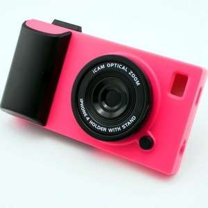 Camera Style Hard Back Case Cover for iPhone 4 4G 4S Rose Pink  