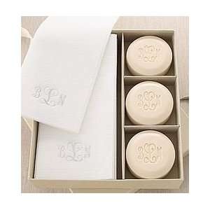   Soaps With Embossed Linen   Like Towels White