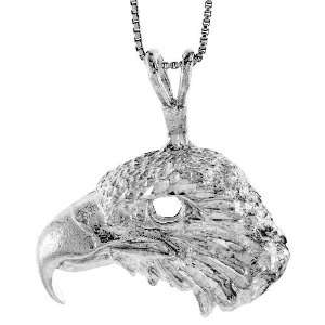 925 Sterling Silver Large Eagle Head Pendant (w/ 18 Silver Chain), 1 