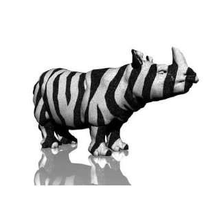  3D Rino Model with Zebra Skin on a White Background   Peel 