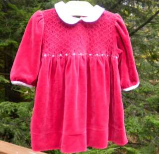 Ralph Lauren Baby Girl 9 month Red Holiday Velvet Dress  