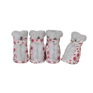 Pink / White Fur Protective Boots  Set of 4   LG 