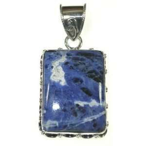 Rectangle Sodalite Filagree Pendant 