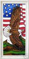 Stained Glass Hand Painted Art U.S. FLAG & EAGLE  