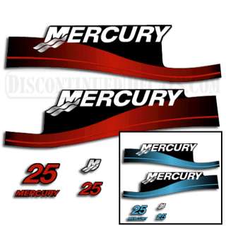 Mercury 25hp Outboard Decal Kit Blue or Red Available  