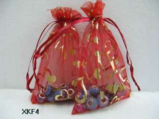 love Heart Organza Wedding Favor gift Bags 5 color 4x6  