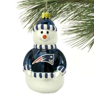  New England Patriots Blown Glass Snowman Ornament Sports 