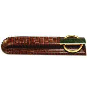 Brown Crocodile Embossed Leather Library Set