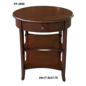  Wooden Oval Table with One Drawer and Two Shelves