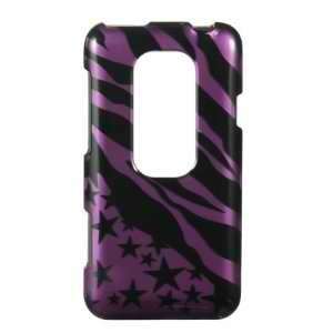  HTC EVO 3D (Sprint) Black Purple Zebra Stars Premium Snap On Phone 