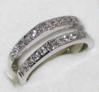   PAVE SET DOUBLE SIMULATED DIAMOND RING 18KT WHITE GOLD GP  