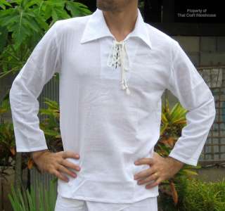 Cotton Renaissance Medieval Mens Shirt   sz5XL White LS  