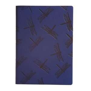  Navy Embossed Dragonfly Leather Journal   Lined Pages, 6 