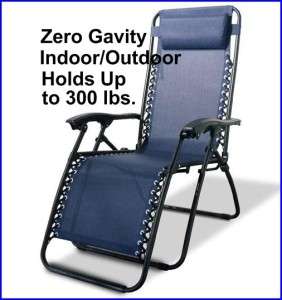 Blue Zero Gravity Mesh Lawn Lounge Chair Recliner Indoor/Outdoor 