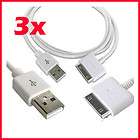 3x USB DATA SYNC CHARGER CABLE FOR IPHONE 3G IPOD NANO