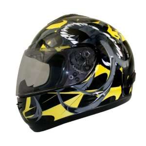  HAWK Black and Yellow Monster Full Face Motorcycle Helmet 