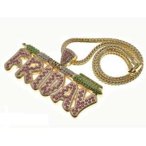   NICKI MINAJ BARBIE Pink Friday Pendant Chain Gold Pink/Green Jewelry