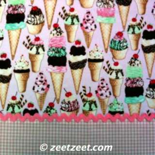 Flannel~ICE CREAM CONES~Pink Cone Quilt Fabric /Yd.  
