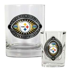  Pittsburgh Steelers NFL Super Bowl 43 Rocks Glass & Shot 