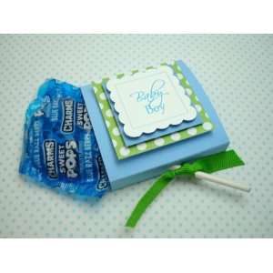  NEW Personalized Baby Boy Lollipop Favors, Blue and Green 