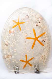 NEW UNIQUE CLEAR ACRYLIC TOILET SEAT WITH SEA SHELLS & STARFISH  C015 