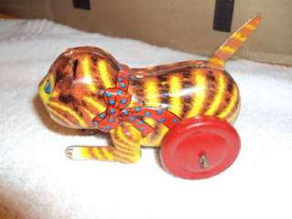 Old LineMar Toy Pull Tail an Cat Rolls Tiger Line Mar  