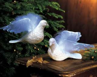 New TWO Christmas Doves Fiber Optic Light Up Decoration or Tree 