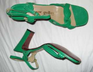 Vintage 70s Green Strappy ANDREW GELLER Heels 7 1/2 N  