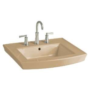   Pedestal Lavatory Basin with Single Hole Faucet Drilling, Mexican Sand
