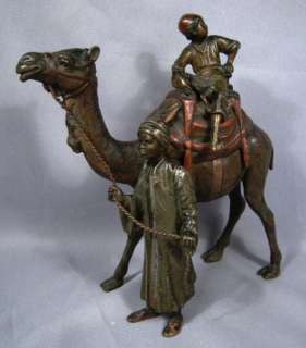 Large Rare Orientalist Antique Vienna Bronze 2 Figures and Camel 